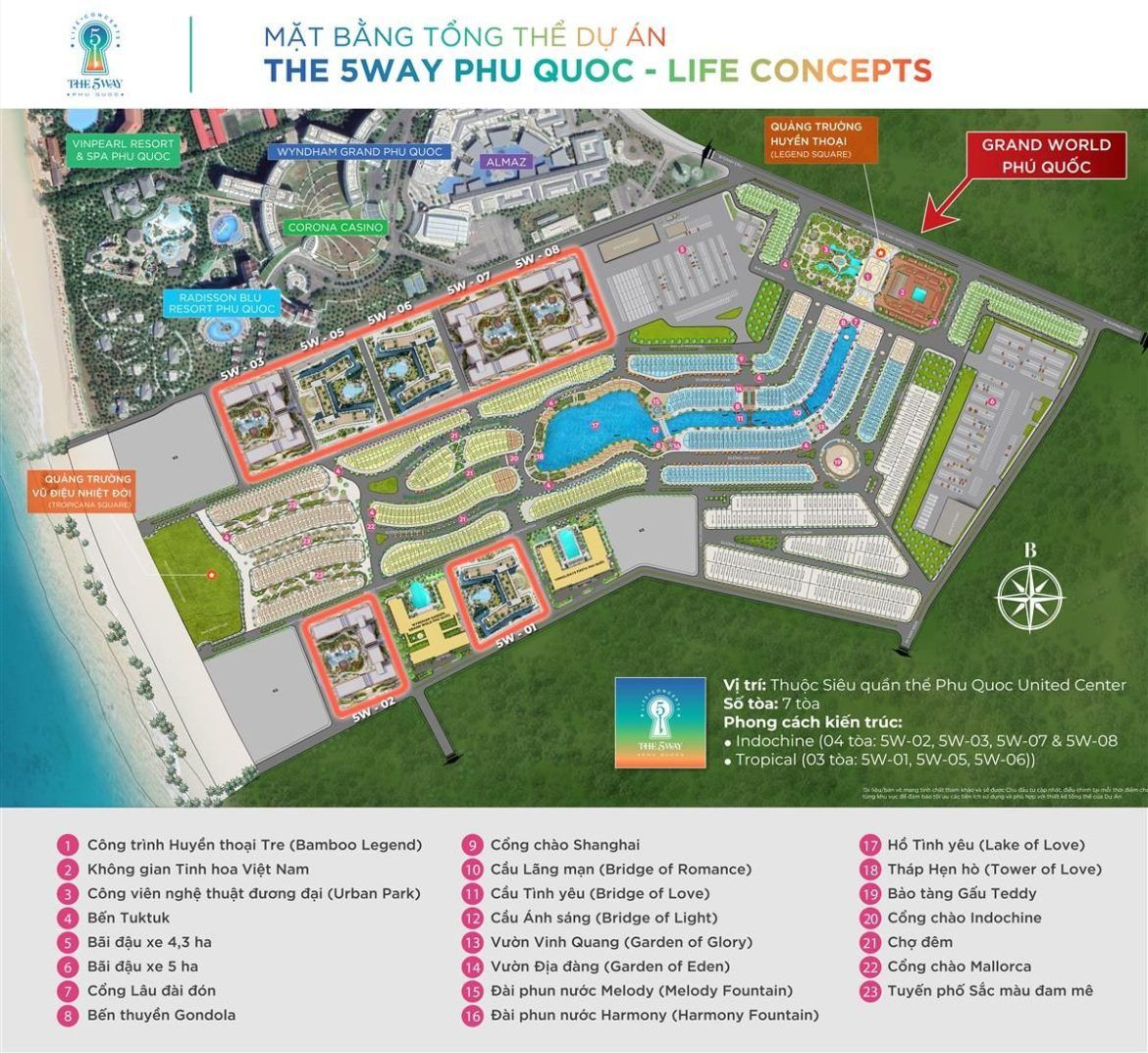 mb tổng thể dự án The 5way Phú Quốc